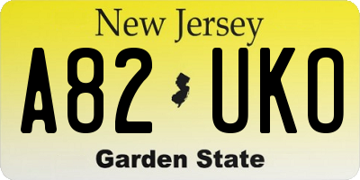 NJ license plate A82UKO