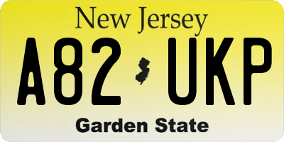 NJ license plate A82UKP