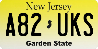 NJ license plate A82UKS