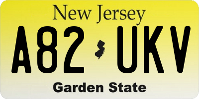 NJ license plate A82UKV