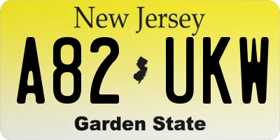 NJ license plate A82UKW