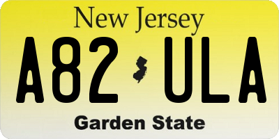 NJ license plate A82ULA
