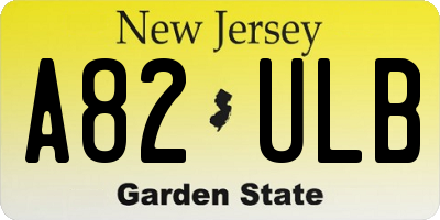 NJ license plate A82ULB