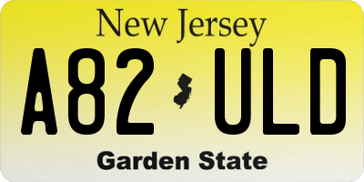 NJ license plate A82ULD