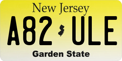NJ license plate A82ULE