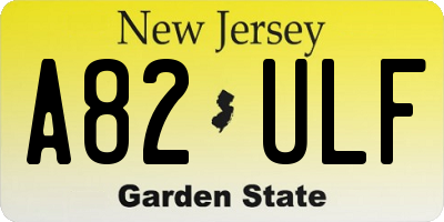 NJ license plate A82ULF