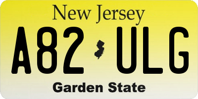 NJ license plate A82ULG