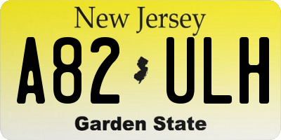 NJ license plate A82ULH