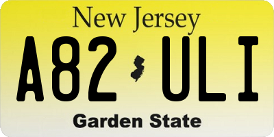 NJ license plate A82ULI