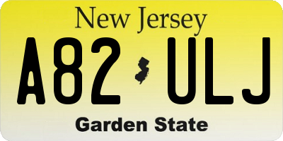 NJ license plate A82ULJ