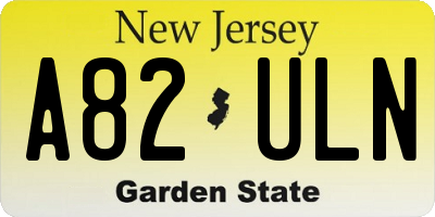 NJ license plate A82ULN