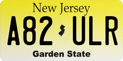 NJ license plate A82ULR