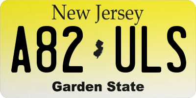 NJ license plate A82ULS