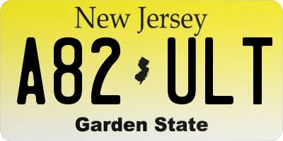NJ license plate A82ULT