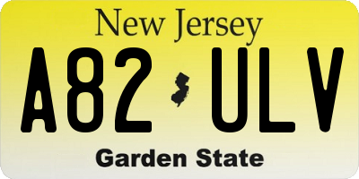 NJ license plate A82ULV