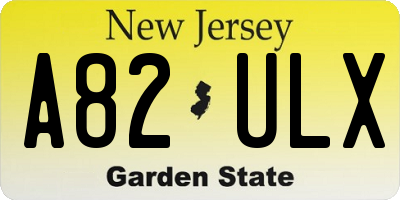 NJ license plate A82ULX