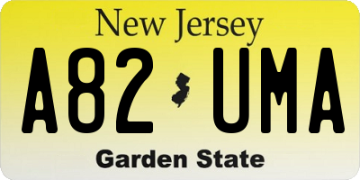 NJ license plate A82UMA