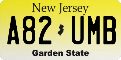 NJ license plate A82UMB