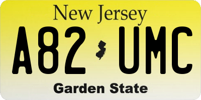 NJ license plate A82UMC