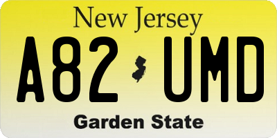 NJ license plate A82UMD