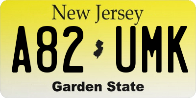 NJ license plate A82UMK