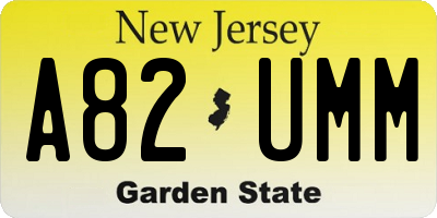 NJ license plate A82UMM