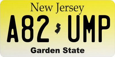 NJ license plate A82UMP