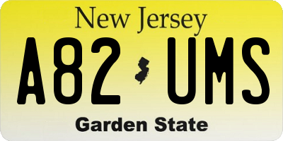 NJ license plate A82UMS