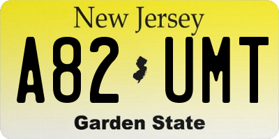 NJ license plate A82UMT