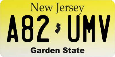 NJ license plate A82UMV