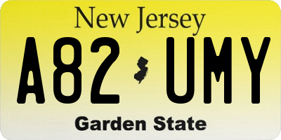 NJ license plate A82UMY