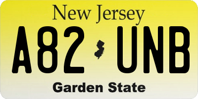 NJ license plate A82UNB
