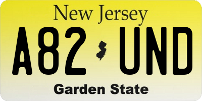 NJ license plate A82UND