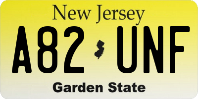 NJ license plate A82UNF