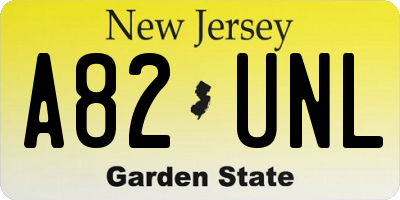 NJ license plate A82UNL