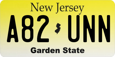 NJ license plate A82UNN