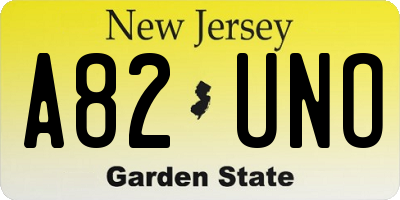 NJ license plate A82UNO