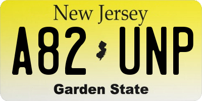 NJ license plate A82UNP