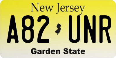 NJ license plate A82UNR