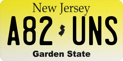 NJ license plate A82UNS
