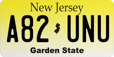NJ license plate A82UNU