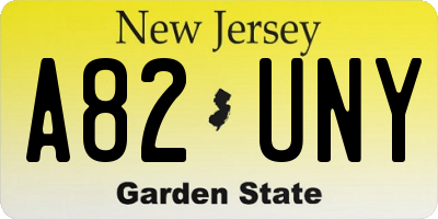 NJ license plate A82UNY