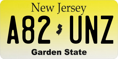 NJ license plate A82UNZ
