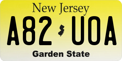 NJ license plate A82UOA