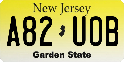 NJ license plate A82UOB