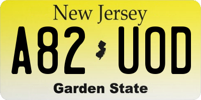 NJ license plate A82UOD