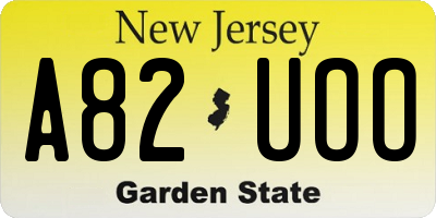 NJ license plate A82UOO