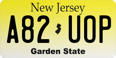 NJ license plate A82UOP