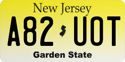 NJ license plate A82UOT