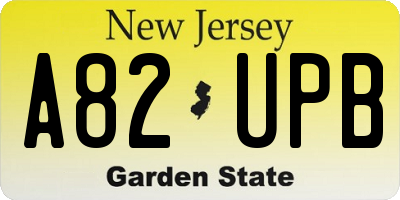 NJ license plate A82UPB